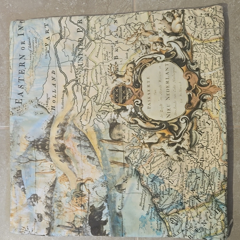 Pottery Barn Map Pillow Cover 18"
